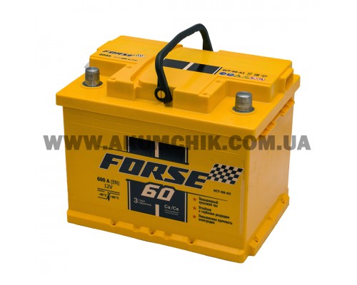 Акумулятор автомобільний 60Ah-12V Forse (242х175х175) низький, R, EN600 3376
