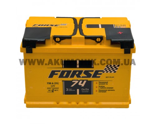 Акумулятор автомобільний 74Ah-12V Forse (278х175х190), R, EN720 3136