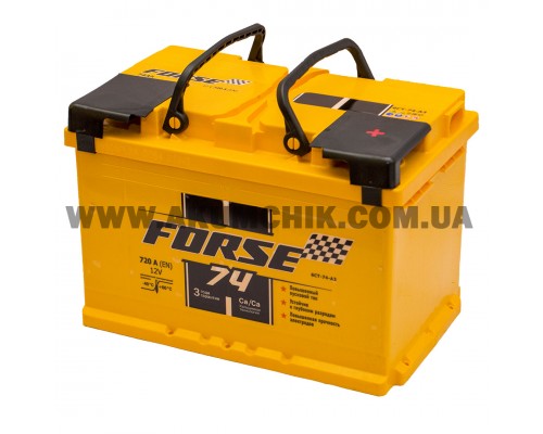 Акумулятор автомобільний 74Ah-12V Forse (278х175х190), R, EN720 3136