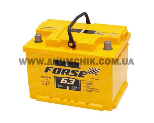 Акумулятор автомобільний 63Ah-12V Forse (242х175х175) низький, R, EN620