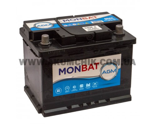 Акумулятор автомобільний 60Ah-12v Monbat AGM (278х175х190) Start Stop, R, EN560  3660