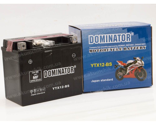 Акумулятор мотоциклетний 12Ah-12v YTX12-BS Dominator (150х87х130) AGM, L, EN180