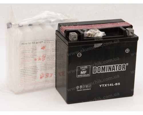 Акумулятор мотоциклетний 14Ah-12v YTX14L-BS Dominator (150х87х145) AGM, R, EN180