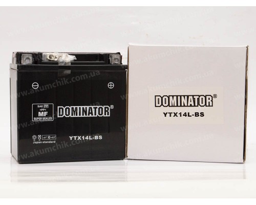 Акумулятор мотоциклетний 14Ah-12v YTX14L-BS Dominator (150х87х145) AGM, R, EN180