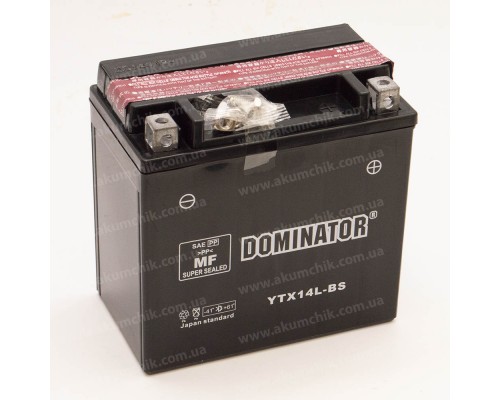 Акумулятор мотоциклетний 14Ah-12v YTX14L-BS Dominator (150х87х145) AGM, R, EN180