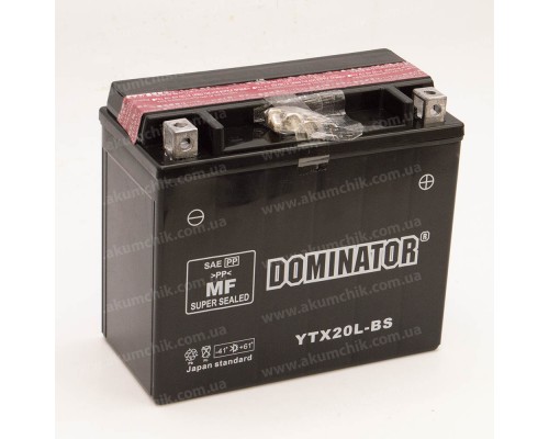 Акумулятор мотоциклетний 20Ah-12v YTX20L-BS Dominator (175х87х155) AGM, R, EN270