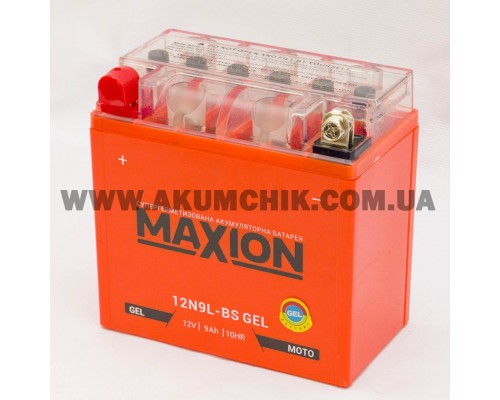 Акумулятор мотоциклетний 9Ah-12v Maxion 12N9L-BS (135х70х140) GEL, L, EN85