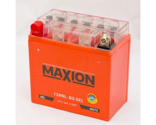 Акумулятор мотоциклетний 9Ah-12v Maxion 12N9L-BS (135х70х140) GEL, L, EN85