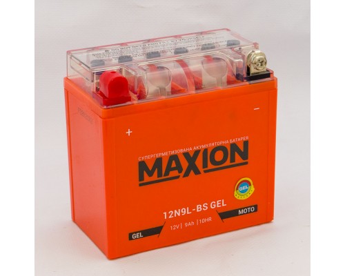 Акумулятор мотоциклетний 9Ah-12v Maxion 12N9L-BS (135х70х140) GEL, L, EN85