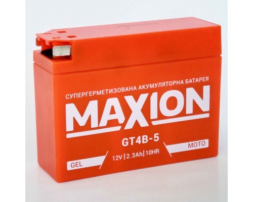 Акумулятор мотоциклетний 2,3Ah-12v Maxion GT4B-5 (114х39х87) GEL, EN30 0866
