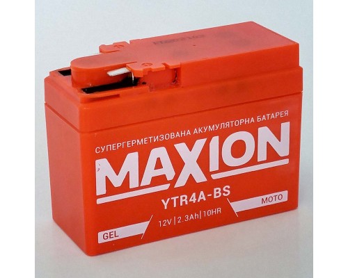 Акумулятор мотоциклетний 2,3Ah-12v Maxion YTR4A-BS (113х48х85) GEL, EN30 1596