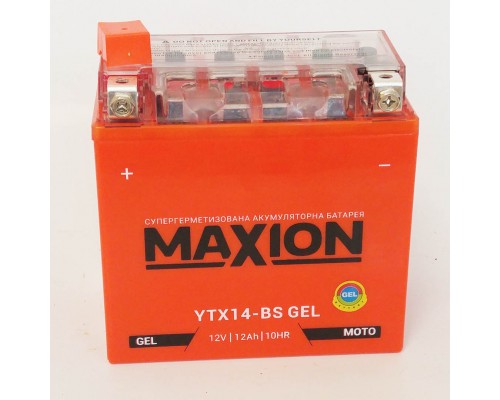 Акумулятор мотоциклетний 12Ah-12v Maxion YTX14-BS (150х87х145) GEL, L, EN180 2182