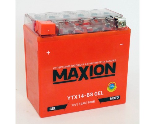Акумулятор мотоциклетний 12Ah-12v Maxion YTX14-BS (150х87х145) GEL, L, EN180 2182