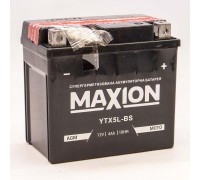 Акумулятор мотоциклетний 4Ah-12v Maxion YT5L-BS (113х70х105) AGM сухозаряджений, R, EN70