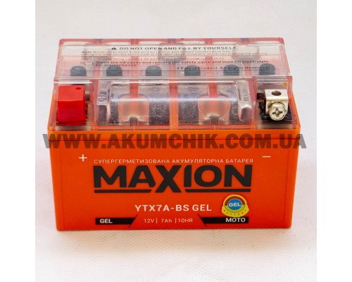 Акумулятор мотоциклетний 7Ah-12v Maxion YTX7A-BS (150х87х93) GEL, L, EN90 1581