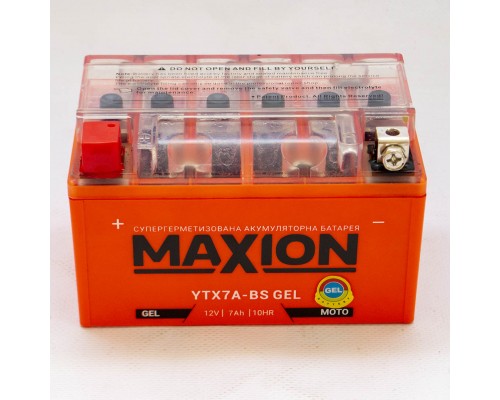 Акумулятор мотоциклетний 7Ah-12v Maxion YTX7A-BS (150х87х93) GEL, L, EN90 1581