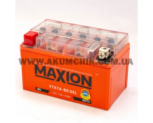 Акумулятор мотоциклетний 7Ah-12v Maxion YTX7A-BS (150х87х93) GEL, L, EN90 1581