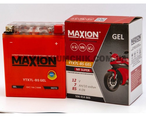 Акумулятор мотоциклетний 7Ah-12v Maxion YTX7L-BS (113х70х130) GEL, R, EN85 2638