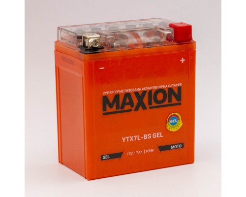 Акумулятор мотоциклетний 7Ah-12v Maxion YTX7L-BS (113х70х130) GEL, R, EN85 2638