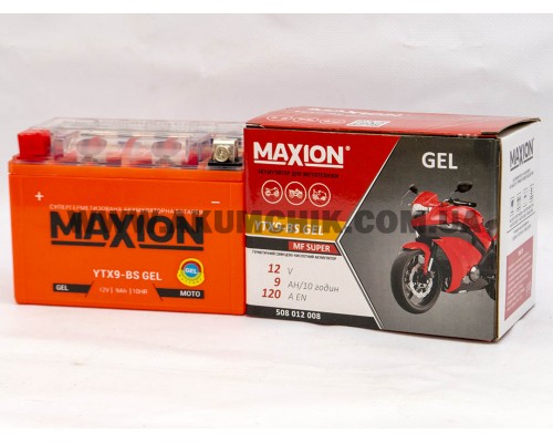Акумулятор мотоциклетний 9Ah-12v Maxion YTX9-BS (150х87х105) GEL, L, EN120 2744