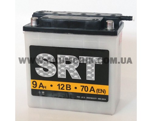 Акумулятор мотоциклетний 9Ah-12v SRT (135х70х140), 6МТC-9C, сухозаряджений, R, EN70