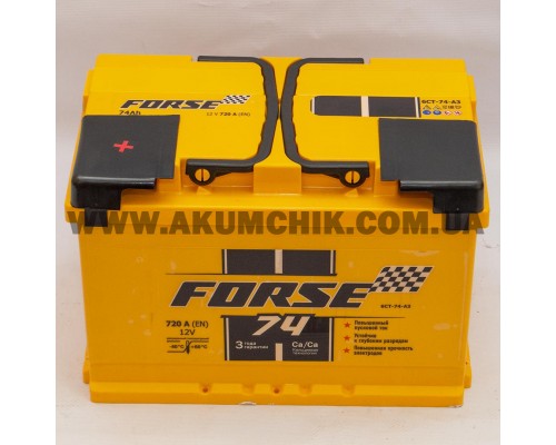 Акумулятор автомобільний 74Ah-12V Forse (278х175х190), L, EN720 3662