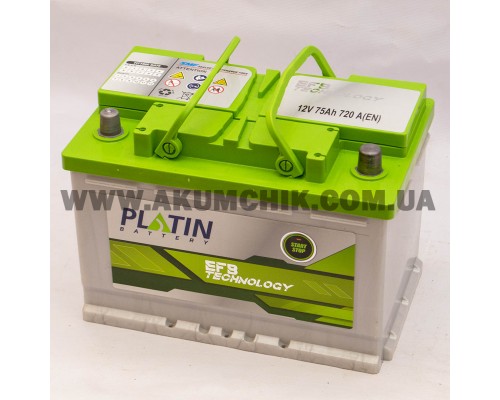 Акумулятор автомобільний 75Ah-12v Platin EFB Start Stop (278х175х190), R, EN720 36671