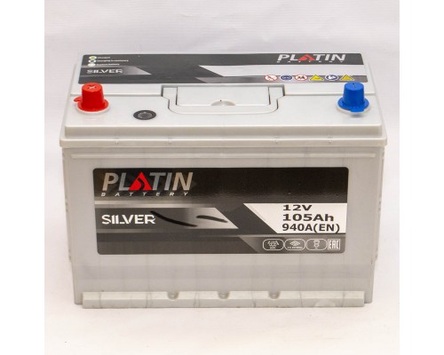 Акумулятор автомобільний 105Ah-12v Platin Silver Asia (303х173х225), L, EN940 2751
