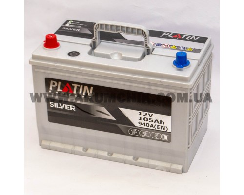 Акумулятор автомобільний 105Ah-12v Platin Silver Asia (303х173х225), L, EN940 2751