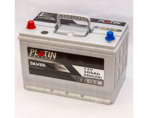 Акумулятор автомобільний 105Ah-12v Platin Silver Asia (303х173х225), L, EN940 2751
