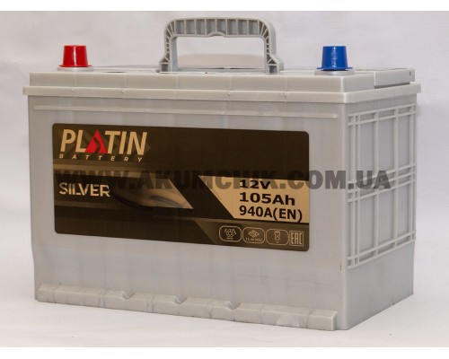 Акумулятор автомобільний 105Ah-12v Platin Silver Asia (303х173х225), L, EN940 2751