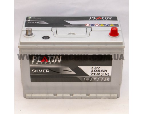 Акумулятор автомобільний 105Ah-12v Platin Silver Asia (303х173х225), R, EN940 0018