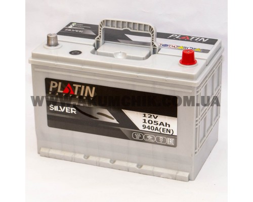 Акумулятор автомобільний 105Ah-12v Platin Silver Asia (303х173х225), R, EN940 0018