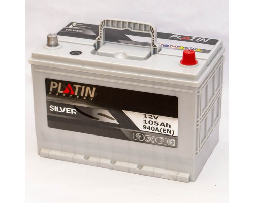 Акумулятор автомобільний 105Ah-12v Platin Silver Asia (303х173х225), R, EN940 0018