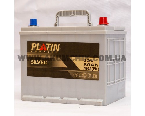 Акумулятор автомобільний 80Ah-12v Platin Silver Asia (260х173х225), R, EN780 3004