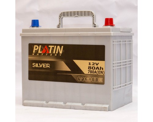 Акумулятор автомобільний 80Ah-12v Platin Silver Asia (260х173х225), R, EN780 3004