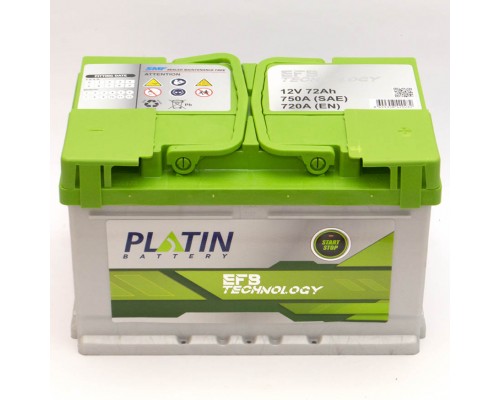 Акумулятор автомобільний 72Ah-12v Platin EFB Start Stop (278х175х190) низький, R, EN720