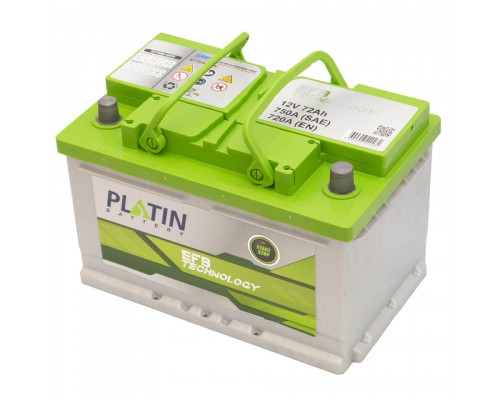 Акумулятор автомобільний 72Ah-12v Platin EFB Start Stop (278х175х190) низький, R, EN720