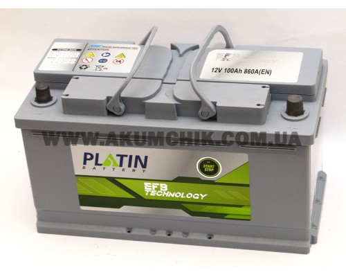 Акумулятор автомобільний 100Ah-12v Platin EFB Start Stop (355х175х190), R, EN860