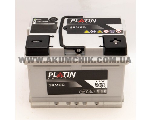 Акумулятор автомобільний 60Ah-12V Platin Silver (242х175х175) низький, R, EN600