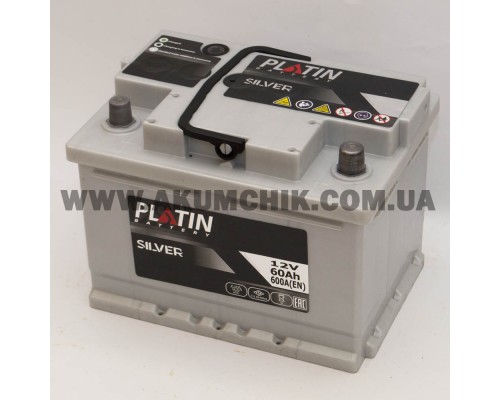 Акумулятор автомобільний 60Ah-12V Platin Silver (242х175х175) низький, R, EN600