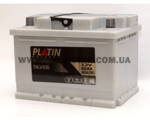 Акумулятор автомобільний 60Ah-12V Platin Silver (242х175х175) низький, R, EN600