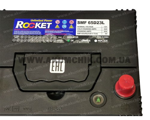 Акумулятор 60Ah-12v Rocket SMF Asia 65D23L (232х173х225), R, CCA520