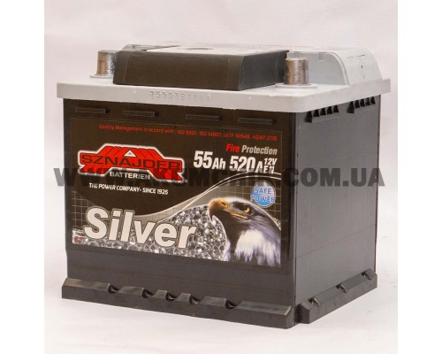 Акумулятор автомобільний 55Ah-12v Sznajder Silver (207х175х190), L, EN520