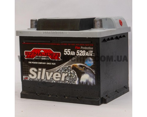 Акумулятор автомобільний 55Ah-12v Sznajder Silver (207х175х175) низкий, R, EN520