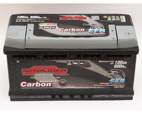 Акумулятор автомобільний 100Ah-12v Sznajder Carbon EFB (352х175х190) Start Stop, R, EN800
