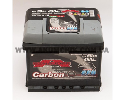 Акумулятор автомобільний 50Ah-12v Sznajder Carbon EFB (205х175х175) Start Stop низький, R, EN450