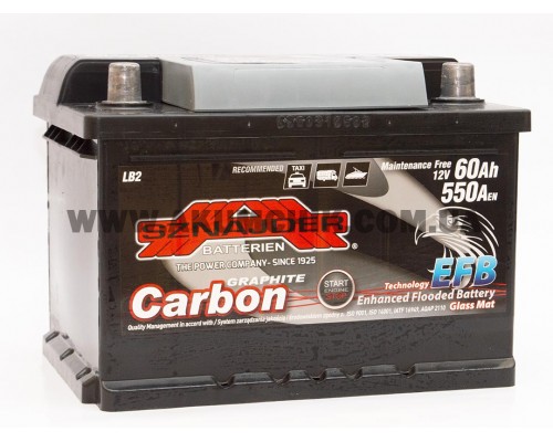 Акумулятор автомобільний 60Ah-12v Sznajder Carbon EFB (242х175х175) Start Stop низький, R, EN550