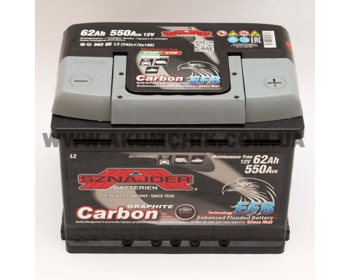 Акумулятор автомобільний 62Ah-12v Sznajder Carbon EFB (242х175х190) Start Stop, R, EN550