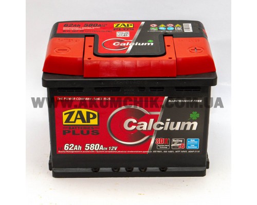 Акумулятор автомобільний 62Ah-12V Zap Sznajder (242х175х190), R, EN580